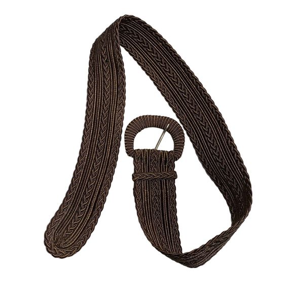 Vintage Woven Belt Collezione New York Made In USA Brown Red 2” Wide Cinch Lot 2 - Picture 6 of 12